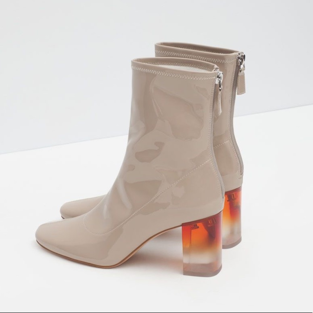 Zara Patent Leather Sock Boots